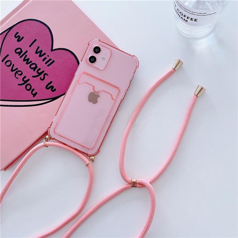 Transparent Crossbody Wallet Case for iPhone