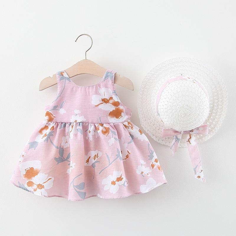 Robe d'été moderne pour bébé fille avec chapeau pour occasions spéciales