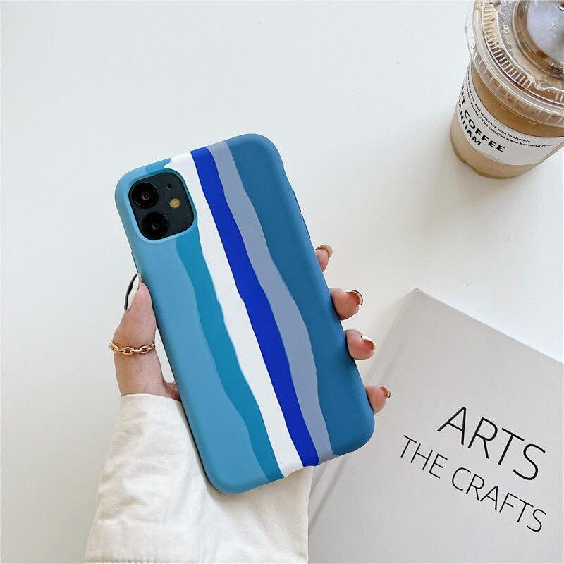 Funda de Silicona Arcoíris de Lujo para iPhone - Protección Premium