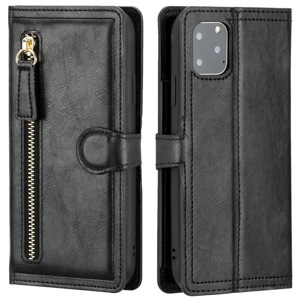 Elegant Retro PU Leather Flip Case for iPhone 14/13/12/11 Series with Card Holder - Korvel