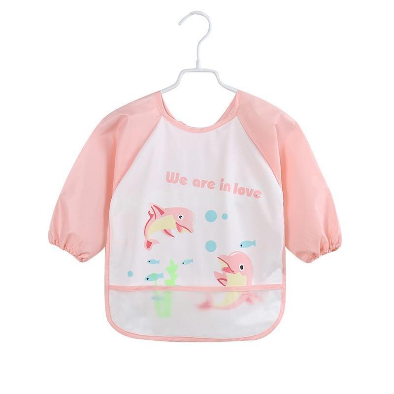 Adorable Waterproof Long Sleeve Baby Feeding Smock with Cartoon Design - Korvel