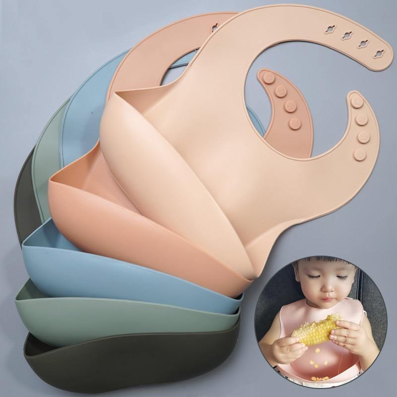 Bib de Silicona para Bebés con Pocket para Comida - Impermeable y Fácil de Limpiar