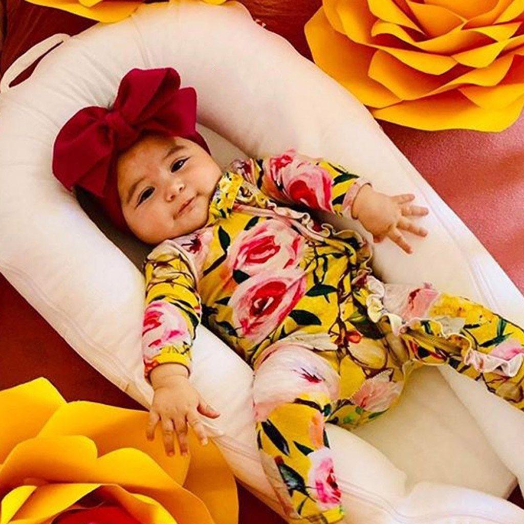 Luxury Floral Newborn Baby Girl Romper with Bow