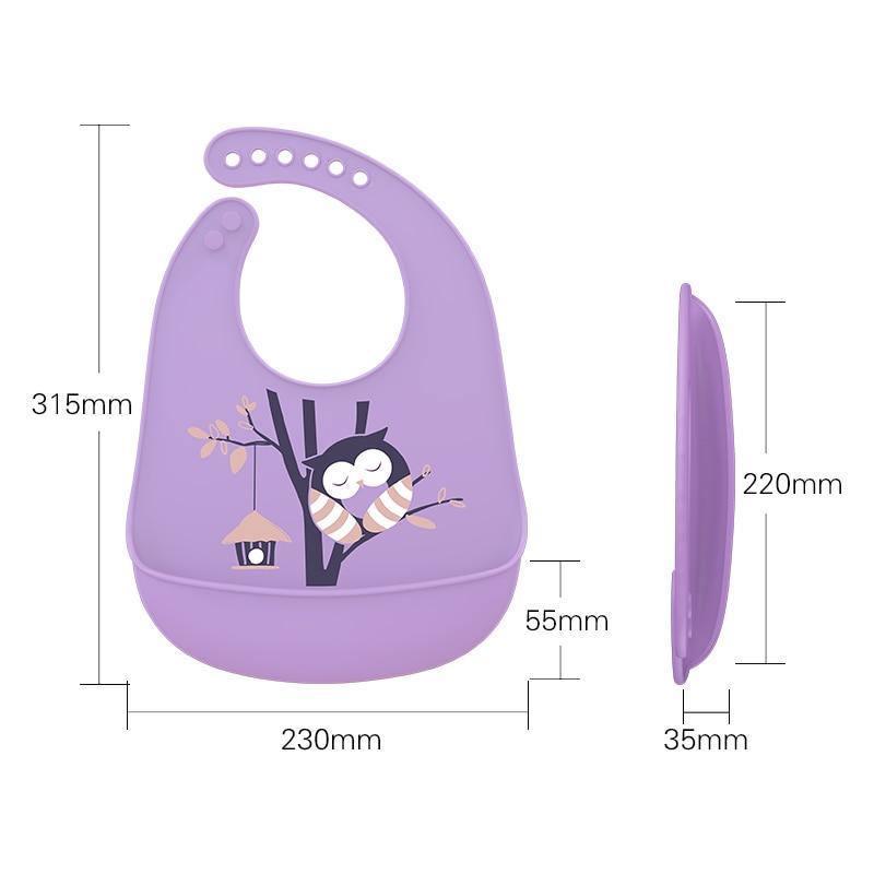 Bavoirs en silicone ajustables avec des designs de dessins animés amusants
