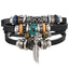 Vintage Black Bead Leather Bracelet for Men and Women
