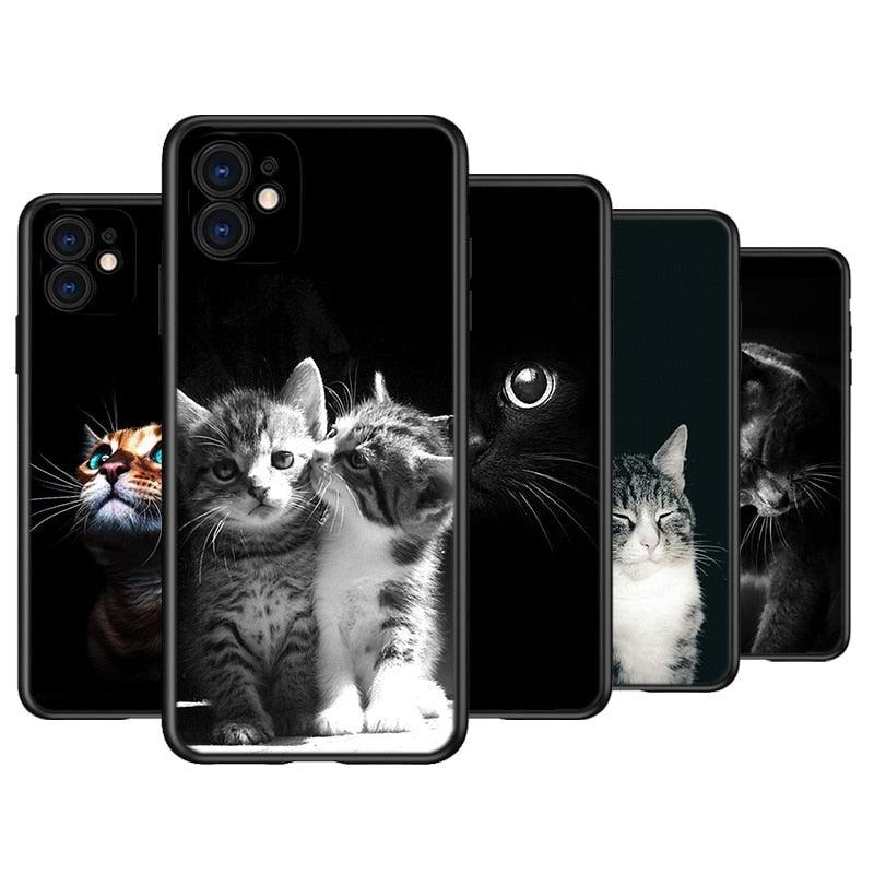 Black Big Eye Cat Phone Case for iPhone Series