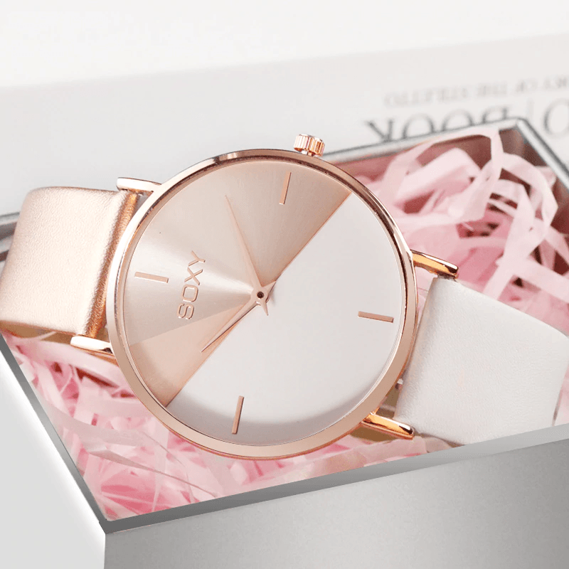 Elegant Women's Rose Gold Leather Watch