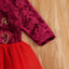 Robe Rouge de Noël à Manches Longues pour Filles Bébés