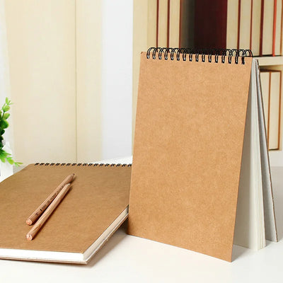 Brief kraft paper sketch book  A4  professional art coil sketch book - Korvel