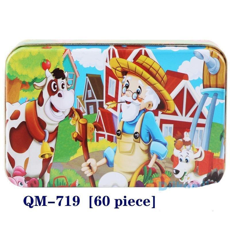60-Piece Cartoon Animal Wooden Puzzle for Kids - Educational Fun Toy - Korvel