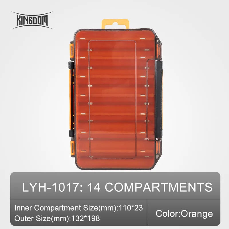 Kingdom Fishing Box 12 14 compartments Fishing Accessories lure Hook Boxes storage Double Sided High Strength Fishing Tackle Box - Korvel