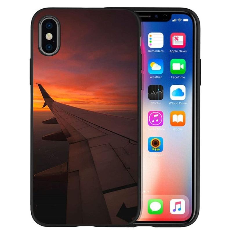 Funda de Silicona Negra para Teléfono de Cockpit de Aeronave para iPhone