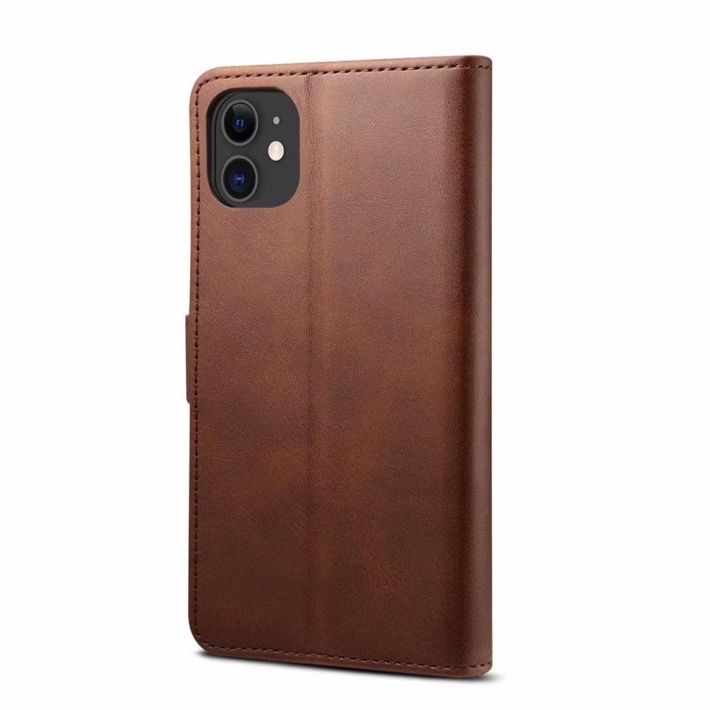 Luxury Red Leather Magnetic Flip Case for iPhone