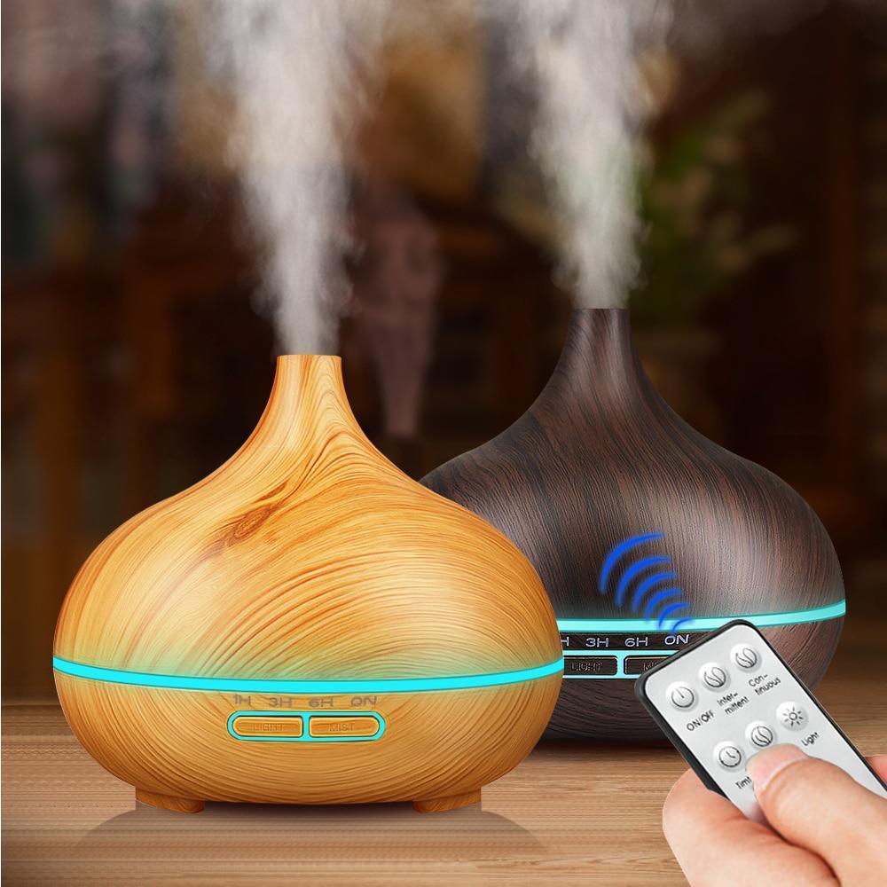 Humidificador de Aire Aroma de 550ml y Difusor de Aceites Esenciales - Grano de Madera