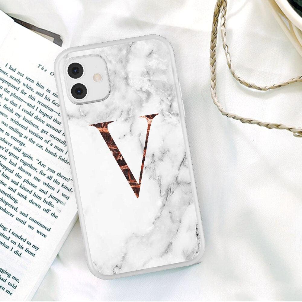 Funda de teléfono de textura de mármol blanco A-Z premium para iPhone 12 Mini