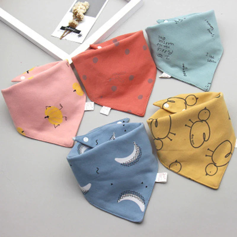 5Pcs/Set Baby Bibs Triangle Double Cotton Bandana Bibs Baby Boys Girls Babador Feeding Smock Infant Burp Cloth Baby Saliva Towel - Korvel