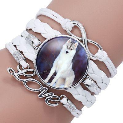 Classic Retro Wolf Head Leather Bracelet for Men & Women