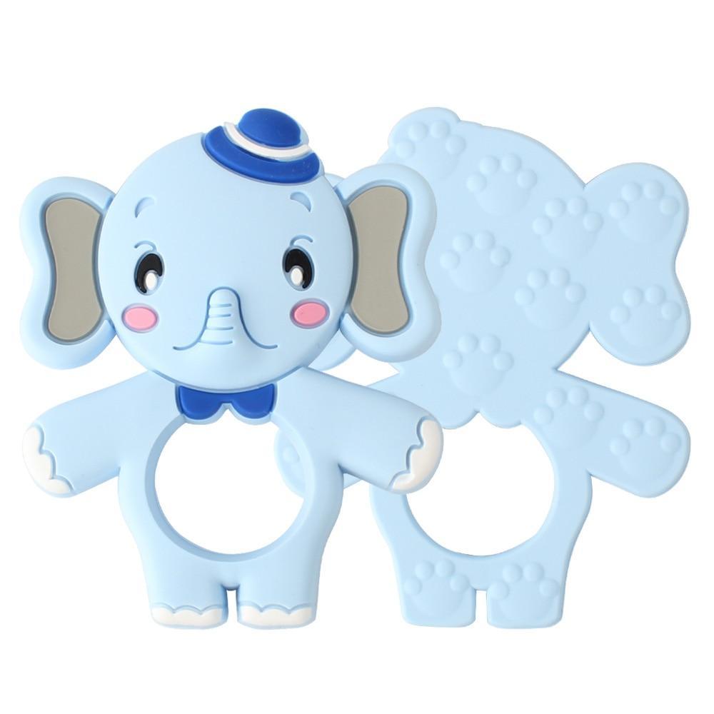 Juego de 2 piezas de mordedor de silicona de animales de dibujos animados para bebés