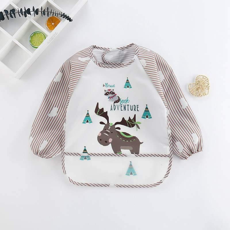 Adorable Waterproof Long Sleeve Baby Feeding Smock with Cartoon Design - Korvel