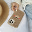Funda de teléfono de oso marrón peludo y lindo para modelos de iPhone