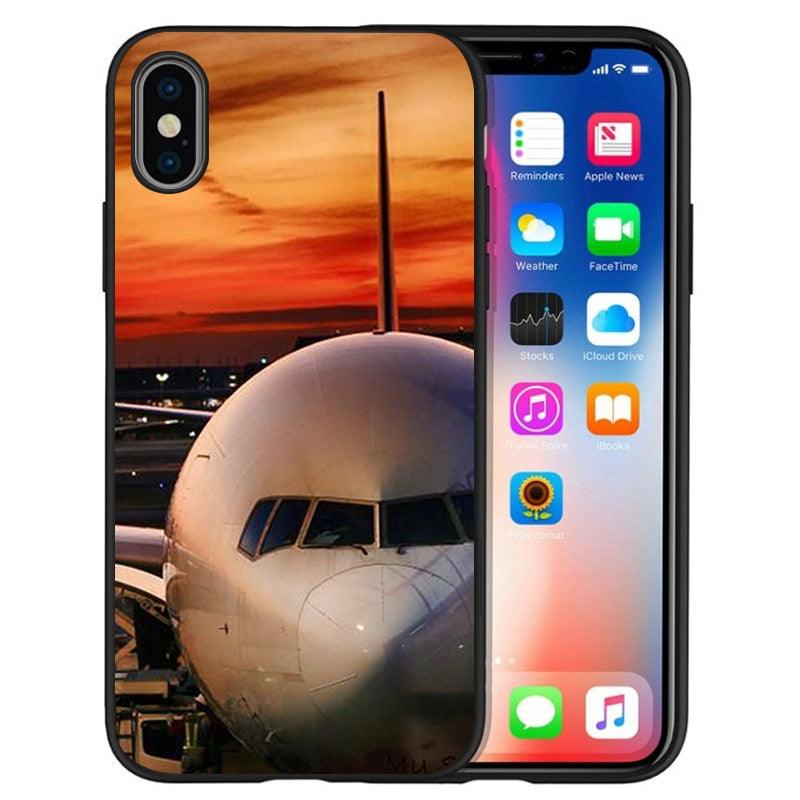 Funda de Silicona Negra para Teléfono de Cockpit de Aeronave para iPhone