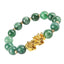 Obsidian Stone Beads Bracelet - Unisex Gold Black Pixiu Design