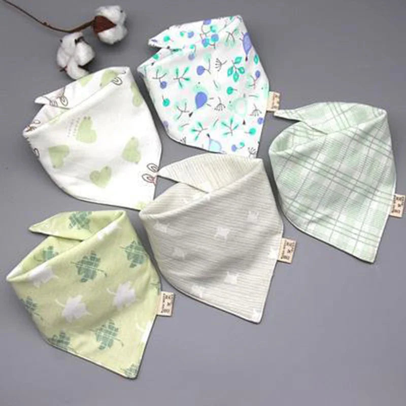 5Pcs/Set Baby Bibs Triangle Double Cotton Bandana Bibs Baby Boys Girls Babador Feeding Smock Infant Burp Cloth Baby Saliva Towel - Korvel