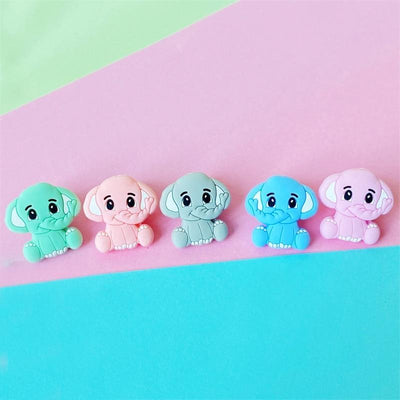 Teether en silicone éléphant 2 pièces - Charms de mâchouillage pour bébé de qualité supérieure