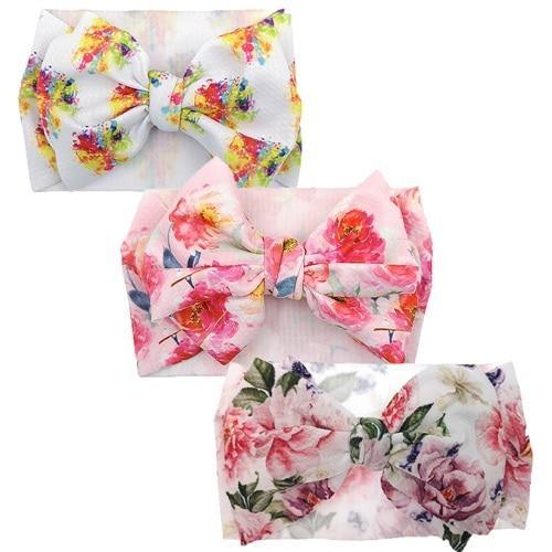 Conjunto de 3 Diademas de Lujo Hechas a Mano para Niñas con Lazos Grandes