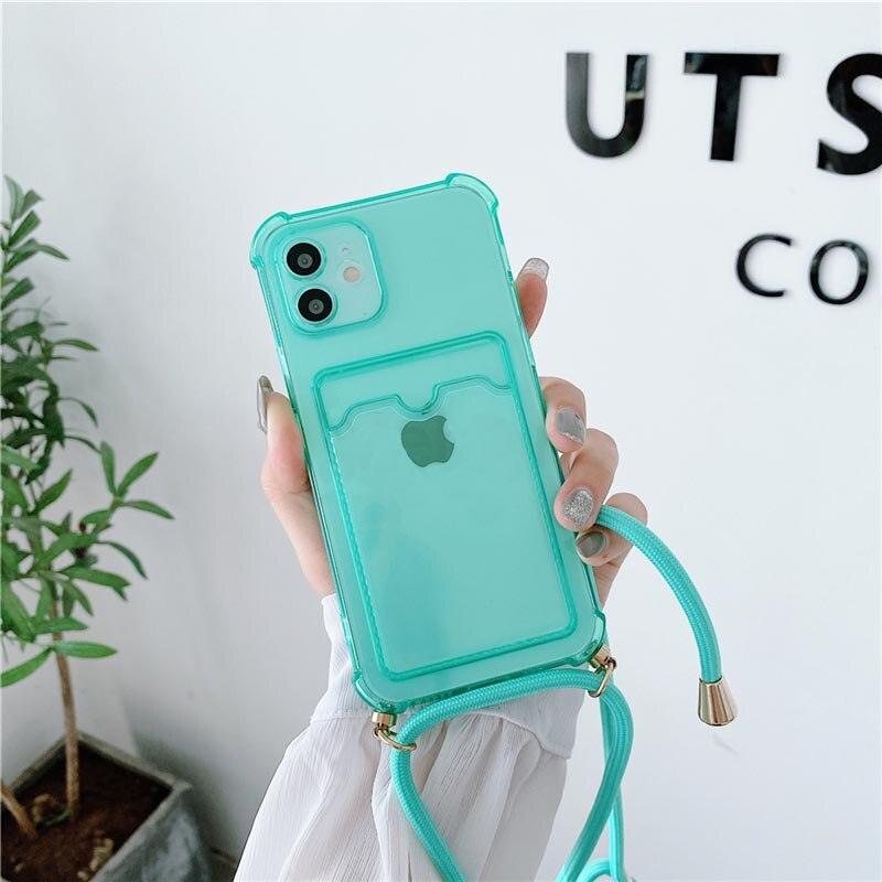 Transparent Crossbody Wallet Case for iPhone