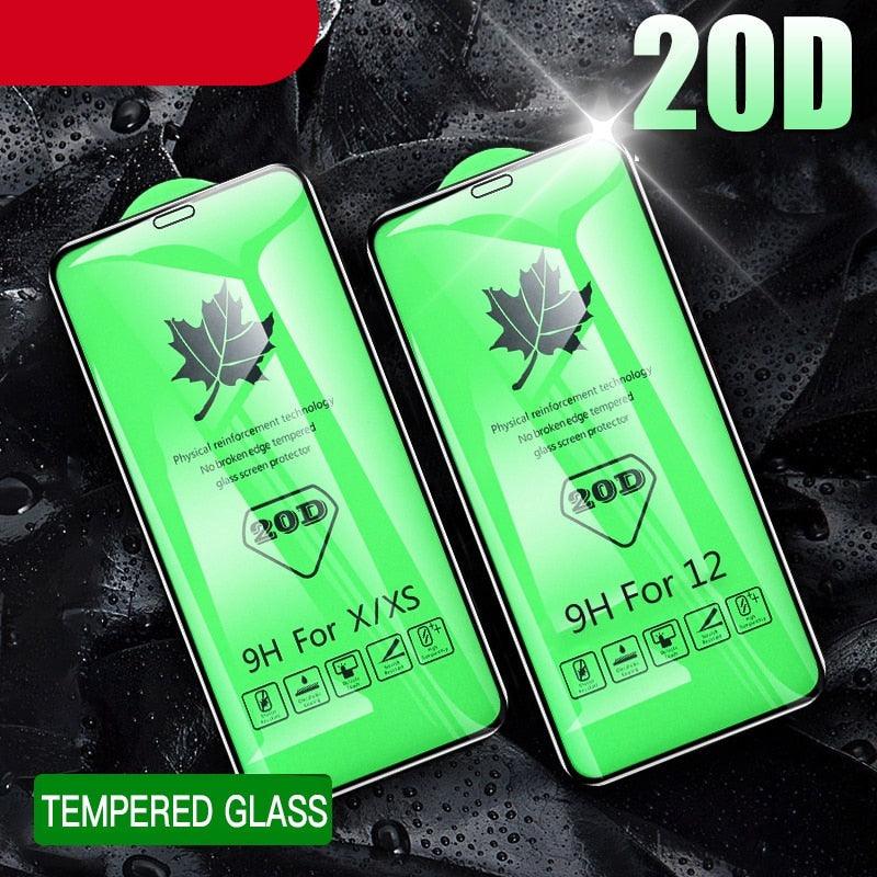 Protector de Pantalla de Vidrio Templado 20D de Cobertura Completa para iPhone