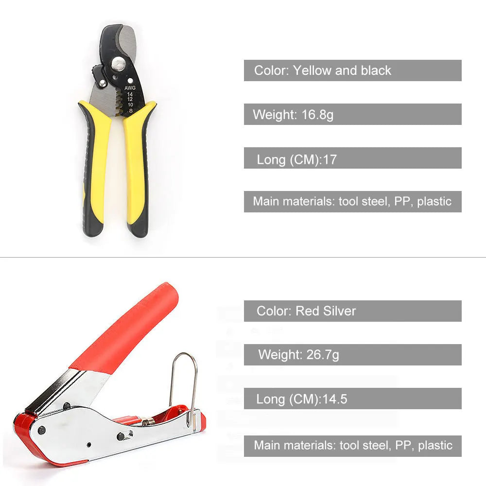 BNC Connector cable RG58 RG59 RG6 Crimping tool kit with crimping 10 compression fittings perfect for CCTV TESTER - Korvel