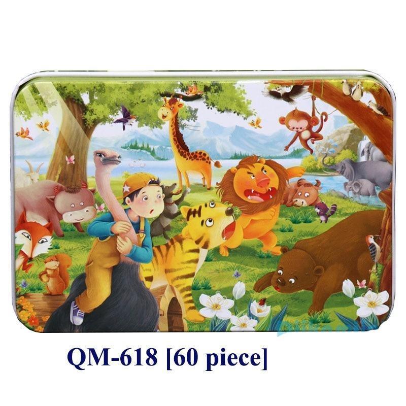 60-Piece Cartoon Animal Wooden Puzzle for Kids - Educational Fun Toy - Korvel