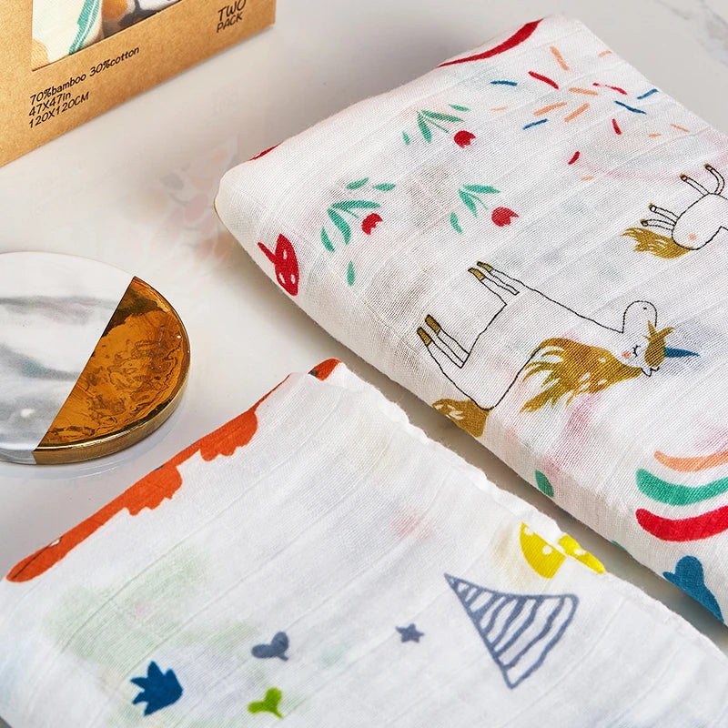 Kangobaby 2pcs/Set Soft Bamboo Cotton Baby Blanket - Korvel