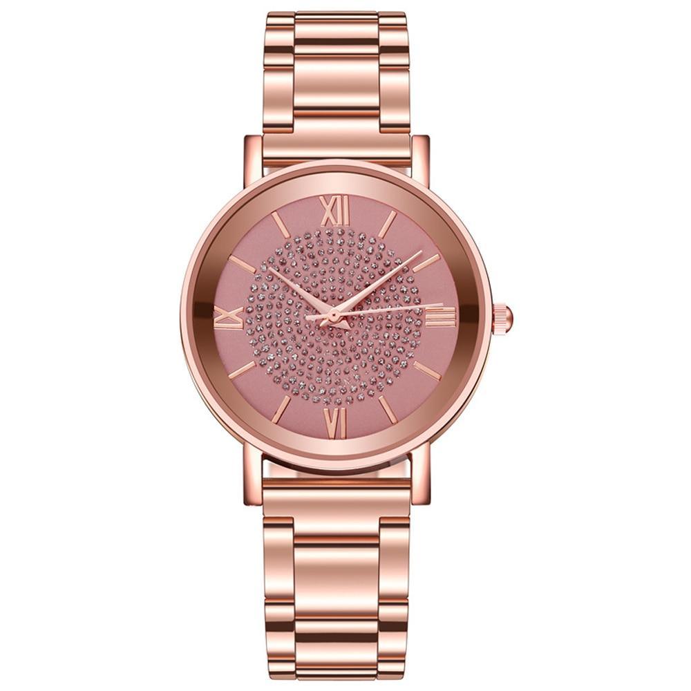 Montre de Luxe Femme en Or Rose STEVVEX avec Accents en Diamant