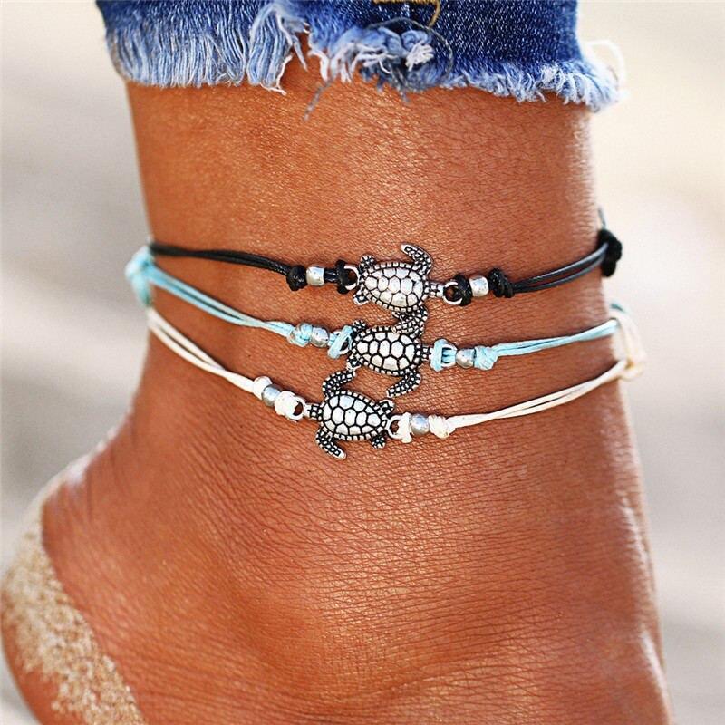 Handmade Vintage Turtle Ankle Bracelet for Women