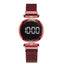 Luxury Digital Magnet Watches For Women Rose Gold Stainless Steel Dress LED Quartz Watch Female Clock Relogio Feminino Drop Ship - Korvel