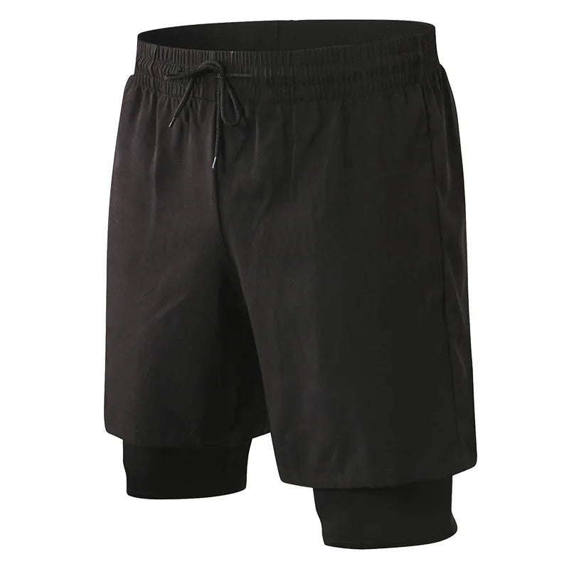 Shorts de sport pour hommes en noir à 4 voies extensibles avec poche