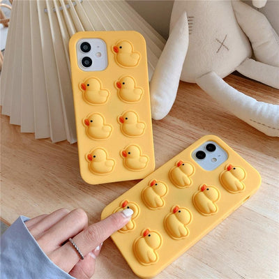 Cute Duck Pop Bubble Fidget Phone Case for iPhone
