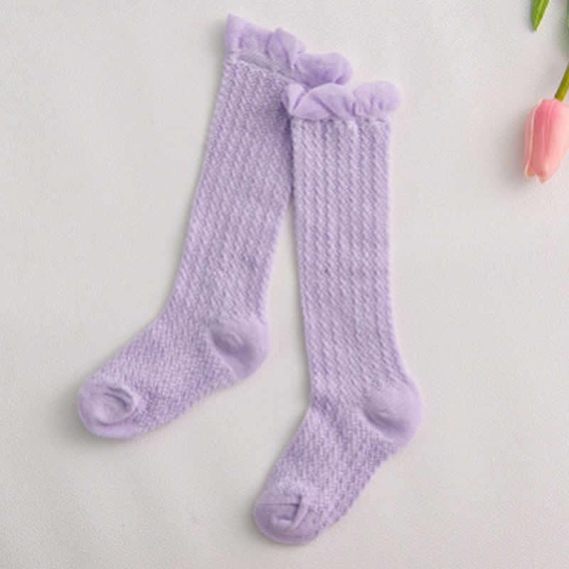 Charming Non-Slip Cotton Knee High Socks with Bow for Baby Girls - Korvel