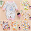 Floral Dinosaur Car Printed Baby Romper - Long Sleeve