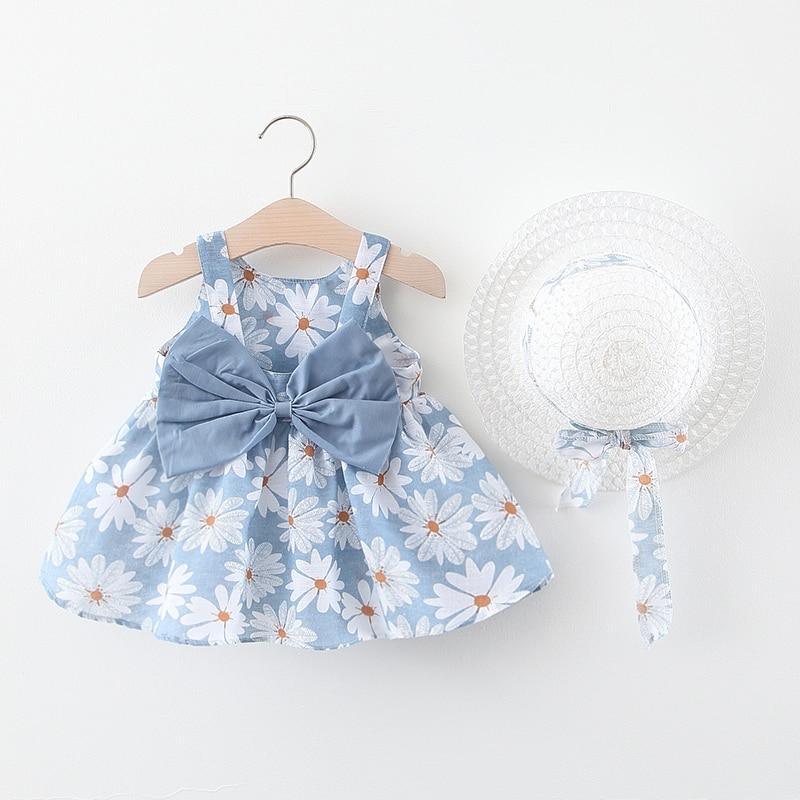 Robe d'été moderne pour bébé fille avec chapeau pour occasions spéciales