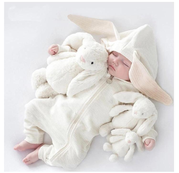 Combinaison Bébé Charmante avec Oreilles de Lapin - Jumpsuit en Coton