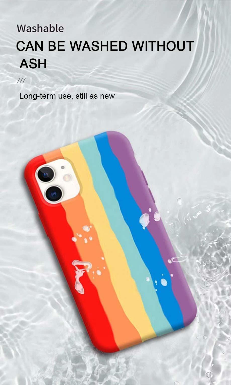Funda de Silicona Arcoíris de Lujo para iPhone - Protección Premium