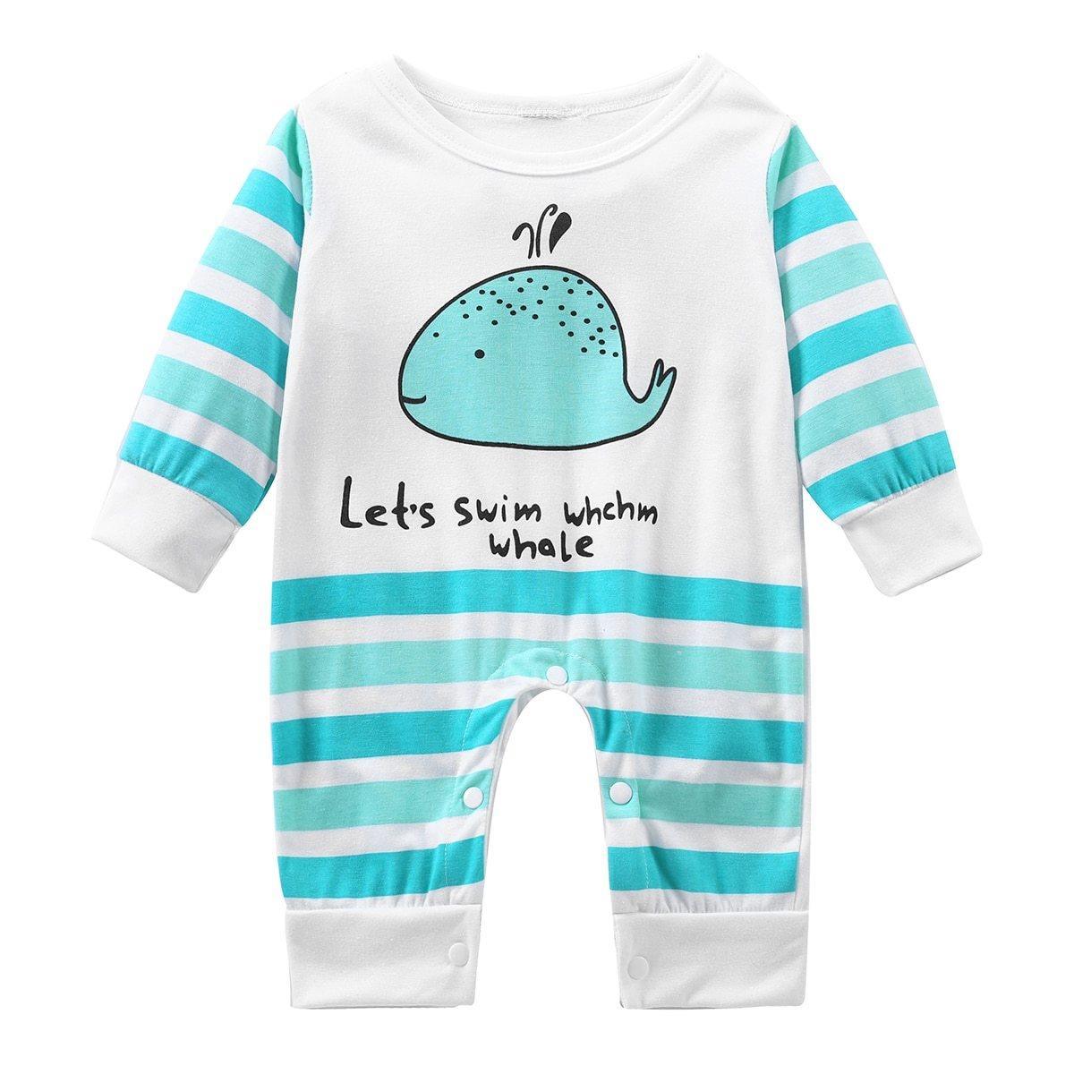 Floral Dinosaur Car Printed Baby Romper - Long Sleeve