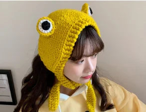 Chapeau en tricot de grenouille mignon pour femmes