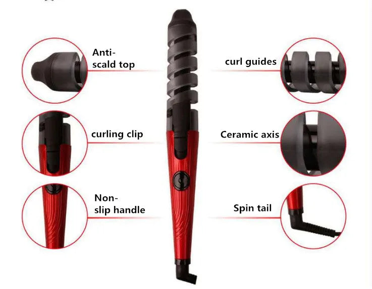 Magic Pro Hair Curlers Electric Curl Ceramic Spiral Hair Curling Iron Wand Salon Hair Styling Tools  Hair Wand Curler Iron - Korvel