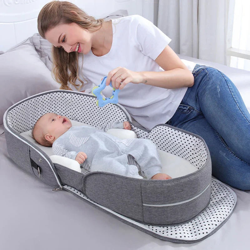 Baby Crib Multifunctional Folding Newborn Bed Toddler Bed Portable Sun Protection Mosquito Net Infant Camping Bed Travel Cot - Korvel