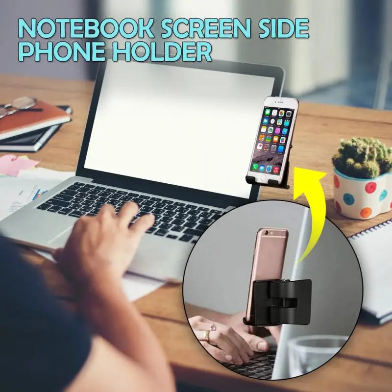 Adjustable Notebook Screen Side Phone Holder