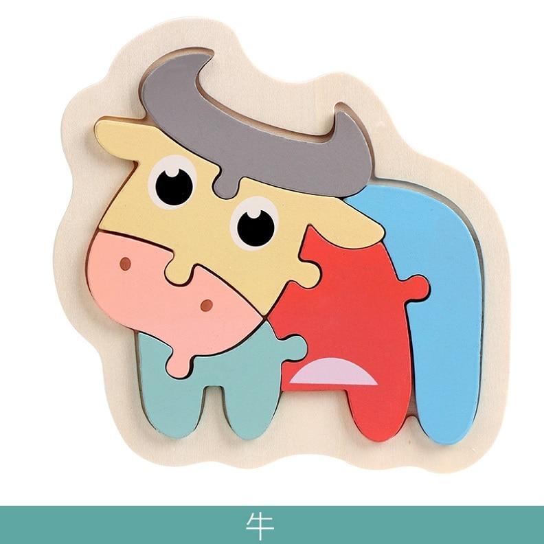 Rompecabezas de Madera Colorido de Animales para Niños Pequeños - Diversión Educativa
